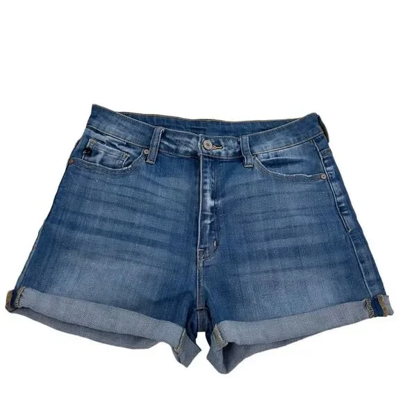 Kancan high rise hem detail jean shorts size large - Picture 2 of 7